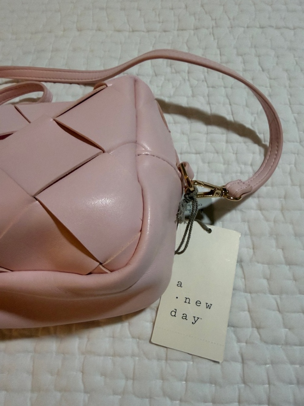 A New Day Blush Pink Woven Crossbody Bag - Picture 2 of 5